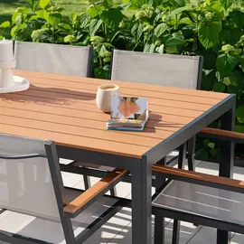 Home Deluxe Garten-Sitzgruppe CANTOS SEDIA 150 x 90 cm - inkl. 6 Stühle |Gartenmöbel, Loungemöbel, Aluminiumtisch, Balkontisch