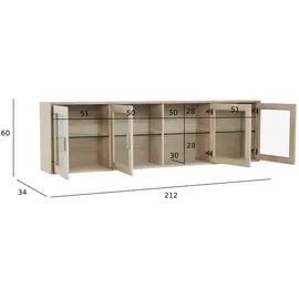 Furnhouse Vitrine 212 x 60 x 34 cm Mehrfarbig