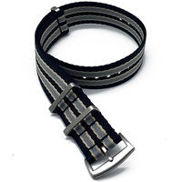 ALMVIS Hohe Qualität Heringbone 20mm 22mm Sicherheitsgurtband Nylon NATO. Strap-Streifen-Ersatzuhr Bandwechsel (Color : 007 Black Gray, Size : 20mm)