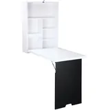 Homcom Schreibtisch mit Tafel 5 Fächern Klappbar Weiß Schwarz 60 x 94,5 x 147cm