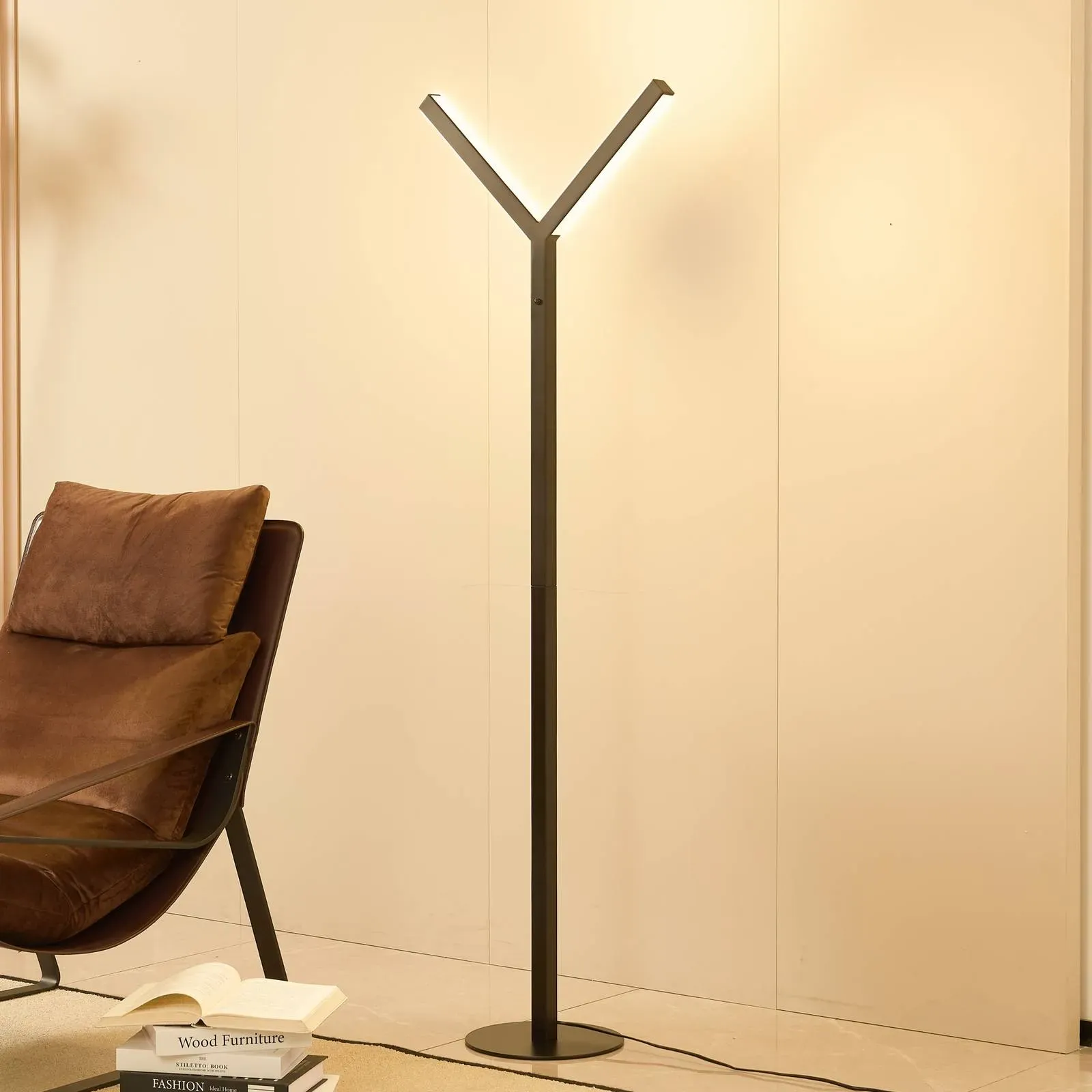 LED Stehlampe Ilian Lucande, dimmbar, schwarz, für Wohn- / Esszimmer, Metall, Modern, LED Stehlampe - 46 cm - 25 cm - 150 cm