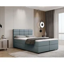 panda möbel Boxspringbett 140 x 200 cm Hellblau