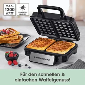 GOURMETmaxx Waffeleisen Belgische Waffeln 1200W Edelstahl/schwarz | Schwarz