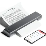 SURFOU Mobiler Drucker A4 Thermodrucker für Unterwegs Bluetooth Portable Schwarz-Weiß Laserdrucker, (Printer Klein Reisedrucker Thermopapier Kompakt für Android und iOS) schwarz