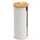 Relaxdays Toilettenpapier Aufbewahrung, 3 Rollen, HxD: 49 x 14,5 cm, Metall, Bambus, Reserverollenhalter, weiß/Natur
