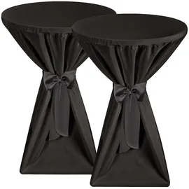 Beautissu Stehtischhusse Premium Schwarz 60 cm x 145 cm