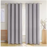 Blumtal Verdunklungsvorhänge 2er Set - Thermovorhang Hitzeschutz - Vorhang Blickdicht mit Ösen - Gardinenschals mit Schlaufen - Lärmschutzvorhang-Gardinen 175x140cm - Vorhänge Grau