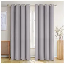 Blumtal Verdunklungsvorhänge 2er Set - Thermovorhang Hitzeschutz - Vorhang Blickdicht mit Ösen - Gardinenschals mit Schlaufen - Lärmschutzvorhang-Gardinen 175x140cm - Vorhänge Grau
