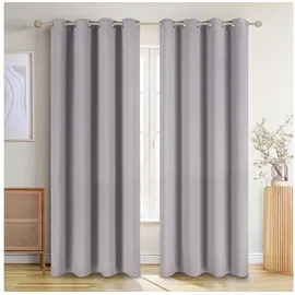 Blumtal Verdunklungsvorhänge 2er Set - Thermovorhang Hitzeschutz - Vorhang Blickdicht mit Ösen - Gardinenschals mit Schlaufen - Lärmschutzvorhang-Gardinen 175x140cm - Vorhänge Grau