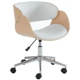 vente-unique Bürostuhl, h√∂henverstellbar, Kunstleder und verchromtes Metall, Eiche und Weiß