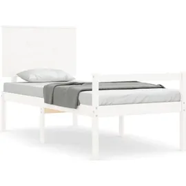 vidaXL Seniorenbett mit Kopfteil Weiß Massivholz