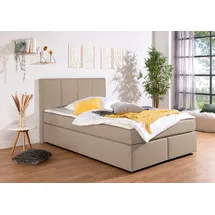 Home Affaire Boxbett HOME AFFAIRE "Fidan", beige (beige, creme), B:154cm L:210cm, Komplettbetten, Boxspringbett, wahlweise mit Bettkasten, in H2, H3 & H4 erhältilich