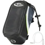 tectake® Handy Fahrradtasche, Fahrrad Rahmentasche, Fahrradtasche Rahmen, Handyhalter wasserabweisend, Handyhalterung, Fahrrad Tasche, Rennrad Zubehör, e Bike oder Mountainbike - Schwarz-Grün, S