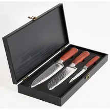 Beliani Messer-Set 3-teilig Damaststahl KASHIWA Braun