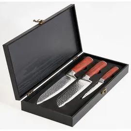 Beliani Messer-Set 3-teilig Damaststahl KASHIWA Braun