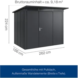 hörmann stauraumsysteme Juno Gerätehaus 2,62 x 1,66 m Anthrazitgrau