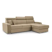 Furnix Ecksofa FRUSCCIO modernes Sofa in L-Form mit Schlaffunktion und Bettkasten, verstellbare Kopfstützen, 2 Zierkissen, robust & elegant braun