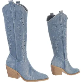 Ital-Design Cowboyboots Damen Hellblau 40