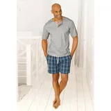 S.Oliver Pyjama, (2 tlg., 1 Stück), Schlafanzug mit Knopfleiste, grau