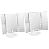 Sichler Beauty 2er-Set Falt-Schminkspiegel, LED-Beleuchtung, 3x/2x/1x-Vergrößerung