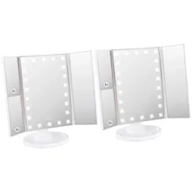 Sichler Beauty 2er-Set Falt-Schminkspiegel, LED-Beleuchtung, 3x/2x/1x-Vergrößerung