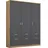 136 x 199 x 58 cm grau/Eiche Artisan Nachbildung