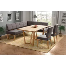 Home Affaire Eckbankgruppe HOME AFFAIRE "Ponza Eckbank Küchenbank BESTSELLER", braun (braun, eiche geölt,), langer Schenkel links, Sitzmöbel-Sets, Eckbankgruppe, Sitzgruppe Esszimmer Stühle Tisch und Bank bequem gepolstert