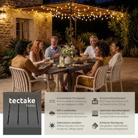 Tectake Aluminium-Gartentisch ausziehbar 70–140 x 70 x 75 cm Dunkelgrau