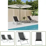 Strandstühle 2 Stk. Klappbar Schwarz Aluminium Und Textilene - Strandstuhl - Gartenstuhl - Loungesessel - Outdoor Möbel - Balkonmöbel - The Living Store