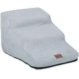 Relaxdays Hundetreppe 3 Stufen, für Hunde & Katzen, HBT: 33 x 41 x 54 cm, weiche Haustiertreppe, Bett und Couch, grau