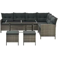 Juskys Manacor Polyrattan Lounge-Set grau meliert