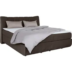 Boxspringbett LEONIQUE "Océane", braun, B:190cm L:221cm, Komplettbetten, Boxspringbett, Bodenfrei- wirkt freischwebend, verschiedene Härtegrade (auch H4)
