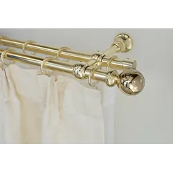 Gardinenstange GARESA "ANDREA", grau (messingfarben), L:130cm Ø:20mm, Metall, Gardinenstangen, Vorhanggarnitur, verlängerbar, Endknopf Kugel lang, mit Ringen