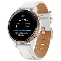Garmin 010-02429-23 Venu 2S Fitness Smartwatch weiß/roségold + Lederband