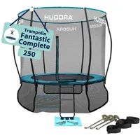 Hudora Trampolin Fantastic Complete - Gartentrampolin mit Sicherheitsnetz & 250/300cm Durchmesser - Sporttrampolin mit Rahmennetz - Familien-Trampolin mit breiter Randabdeckung für bis zu 100kg