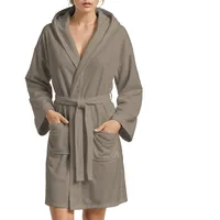 PETTI Artigiani Italiani - Bademantel Microfaser für Herren und Damen, Taupe, L, 100% Mikrofaser