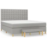 vidaXL Boxspringbett mit Matratze Hellgrau 180x200 cm Stoff1358484