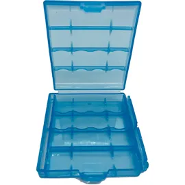 EWANTO Batteriebox Blau für 4 Stk. Mignon AA oder Micro AAA Batterien und Akkus Akkubox zur Aufbewahrung - ohne Akkus EBB-B14013