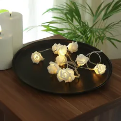 LED Lichterkette Mini Rosen - 10 warmweiße LED - Batteriebetrieb - L: 90cm - für...