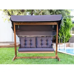 Casa Padrino Luxus Hollywood Schaukel Lila / Braun 237 cm - Garten Schaukel
