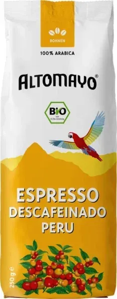 Altomayo Espresso entkoffeiniert ganze Bohne bio 250g