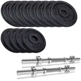 ScSPORTS® Kurzhantel Set - 20/27/30/40/60/70 kg, 2 Hantelstangen, Scheiben, 30mm, Gusseisen, Hantelset, Gewichte