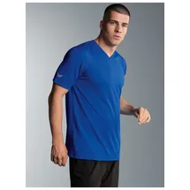 TRIGEMA T-Shirt "TRIGEMA V-Shirt COOLMAX", Jungen, Gr. S, blau (royal), Trikot, 100% Polyester (recycelt), lang, V-Ausschnitt, Shirts T-Shirt
