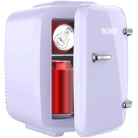YASHE Mini Kühlschrank, 4 Liter Mini-Kühlschränke für Kosmetik, Getränke, 220V AC/ 12V DC Thermoelektrische Kühlung und Erwärmung, Kleiner Kühlschrank für Schlafzimmer, Büro, Wohnheim, Auto (lila)