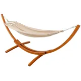 HOMAVO Hängematte mit Gestell & 2 Hängematte Maße 320x120x120 cm Beige