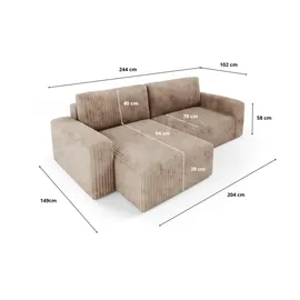 furnisell Ecksofa mit Schlaffunktion Fano ¦ grün ¦ Maße (cm): B: 252 H: 70