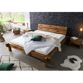 MASSIVMOEBEL24.DE Balkenbett Zerreiche 180x200 tabacco geölt Jangali 322