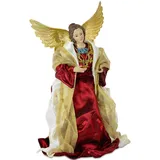 RIFFELMACHER + WEINBERGER Riffelmacher & Weinberger Christbaumspitze Weihnachtsengel 24 cm Gold Rot | Christkind Baumschmuck