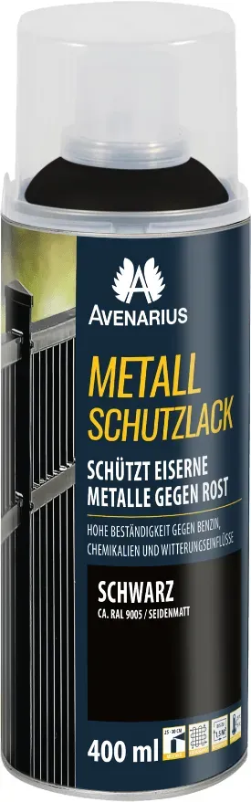 AVENARIUS Metall Schutzlack Spray | 400ml - schwarz seidenmatt (ca. RAL9005)