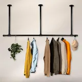 RSR Hangers Kleiderstange Garderobe Deckenmontage Industrial Design „Liam“ für Decke Garderobenstange | Breite 140 cm x Höhe 60 cm schwarz | Ankleidezimmer | Flur | Bad | begehbarer Kleiderschrank